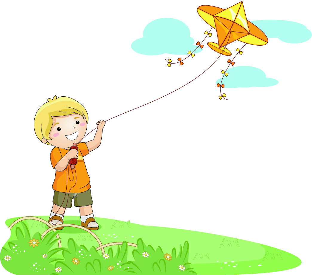 boy flying kite